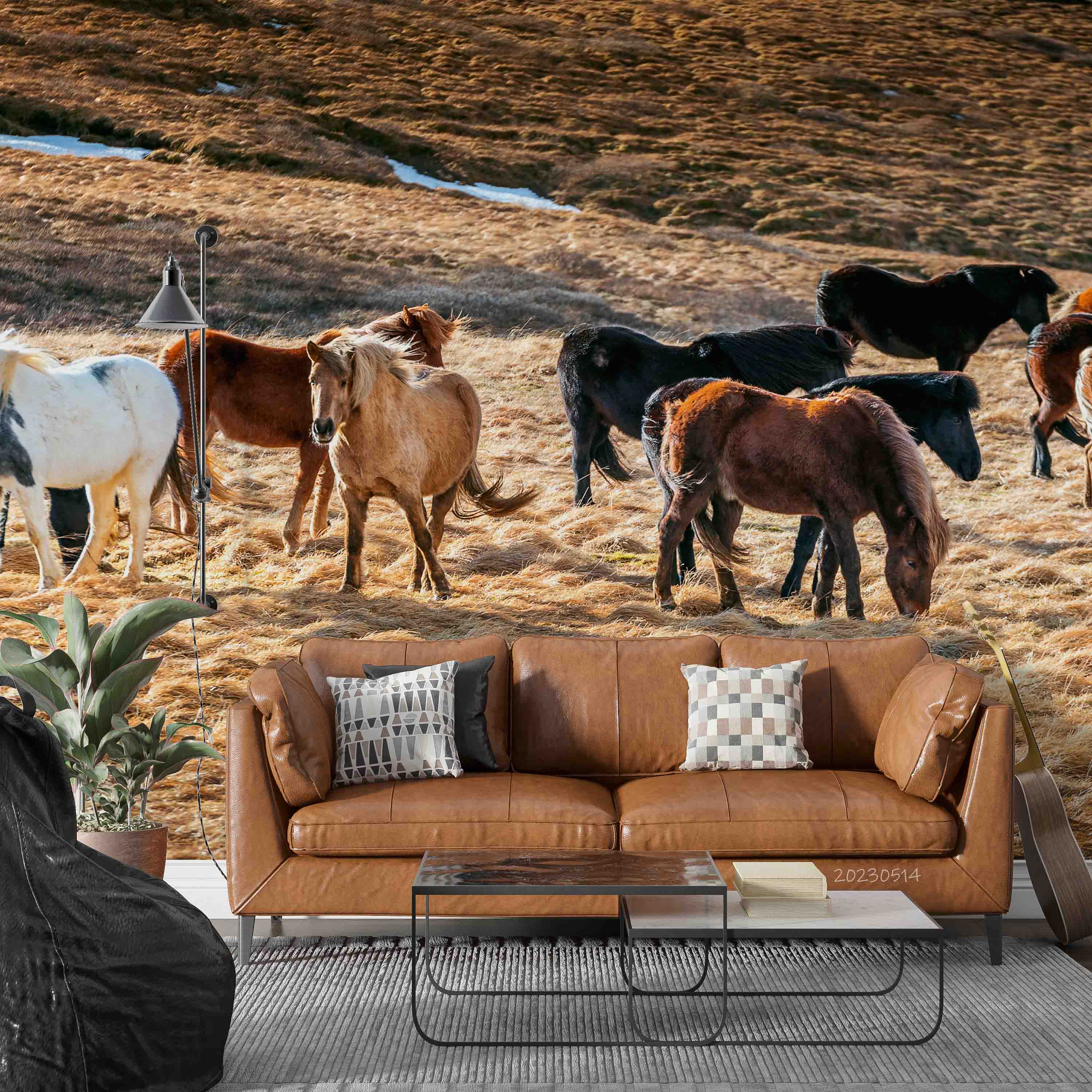 3D Icelandic Horse Group Wall Mural Wallpaper GD 5334- Jess Art Decoration