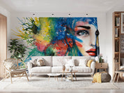 Graffiti Head Face Writing Brush Wallpaper portrait street art wall mural for bedroom or creative studio