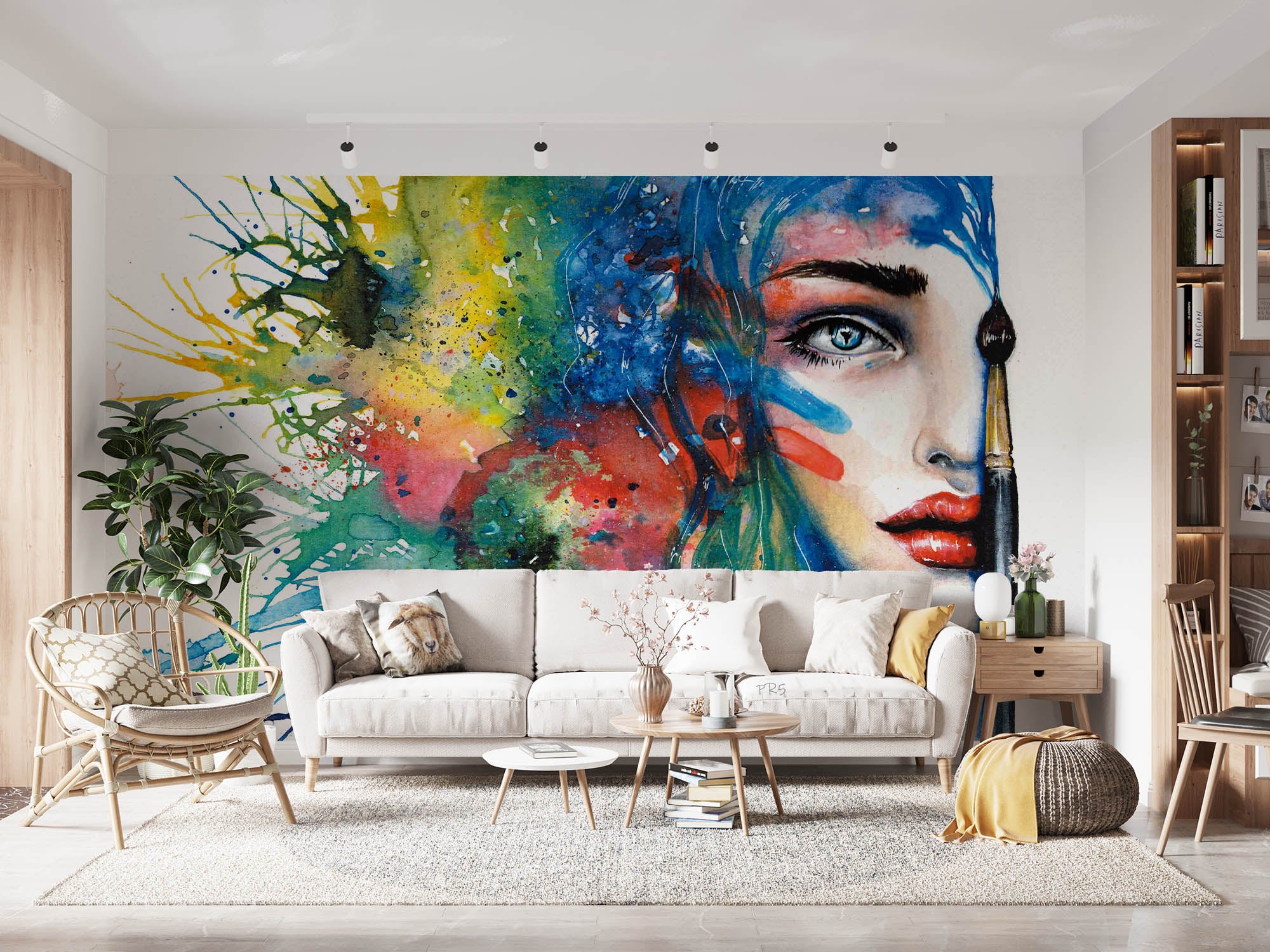 Graffiti Head Face Writing Brush Wallpaper portrait street art wall mural for bedroom or creative studio