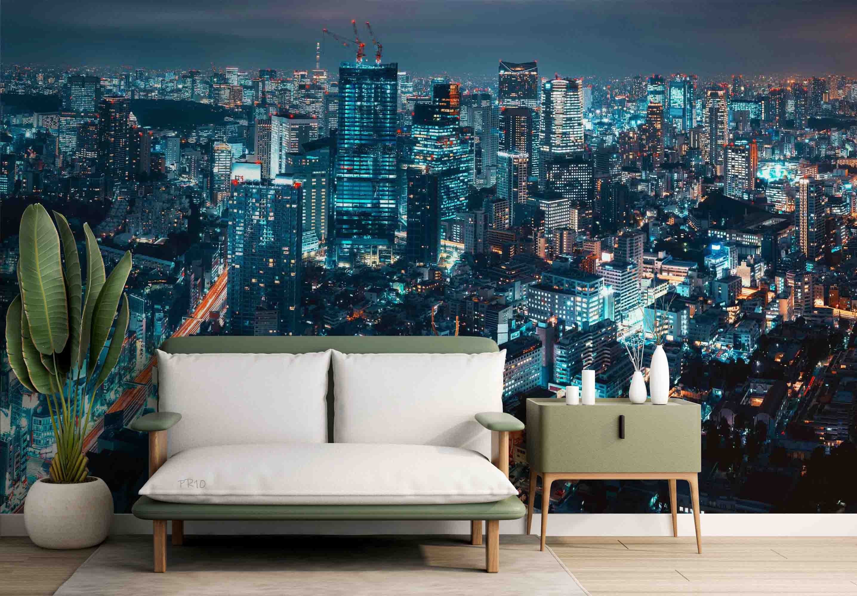 3D Night City Tall Buildings View Wall Mural Wallpaper GD 4752- Jess Art Decoration