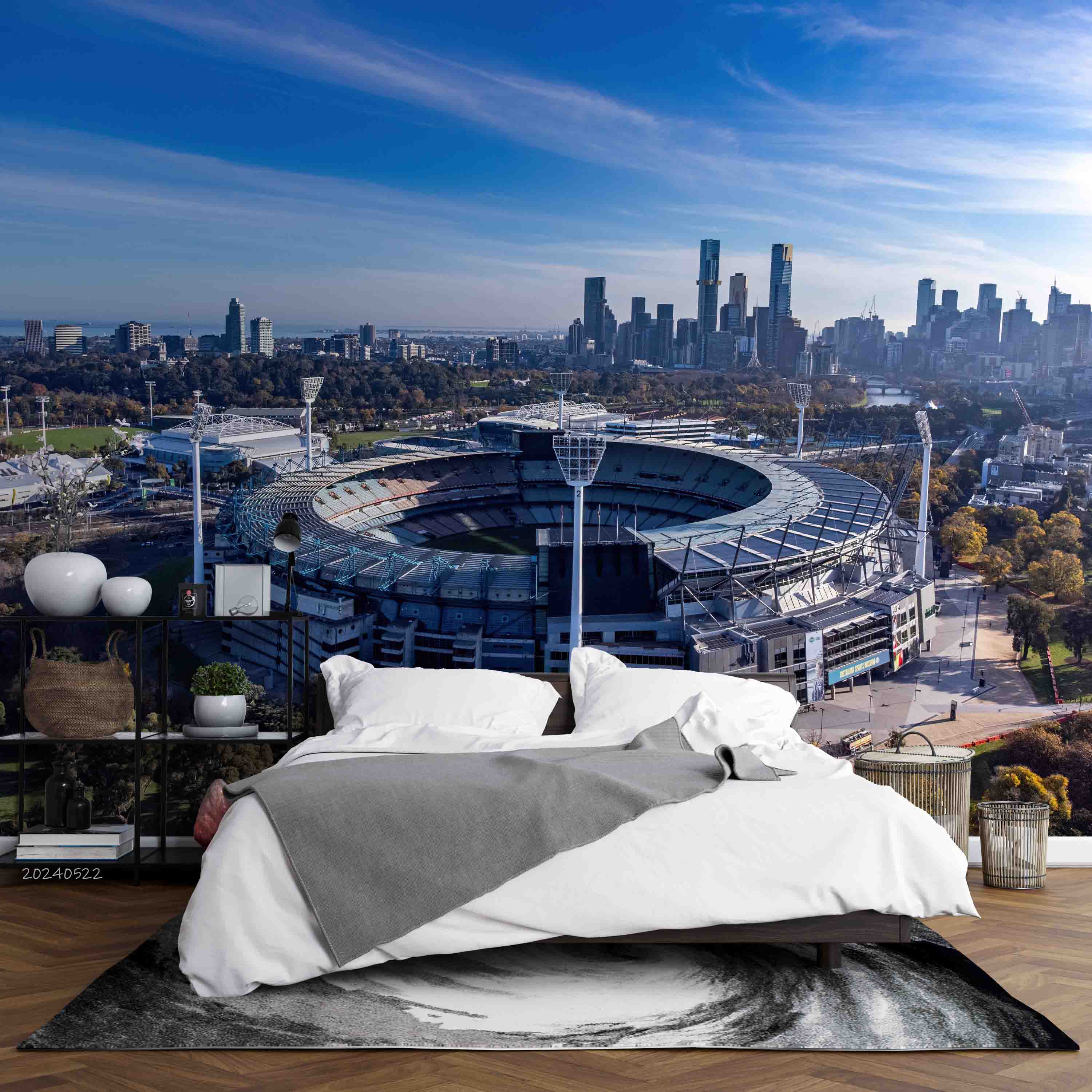 3D City Architecture Stadium Cloud Sky Wall Mural Wallpaper YXL 555