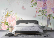 3D Watercolor Floral Leaves Butterfly Wall Mural Wallpaper GD 5668- Jess Art Decoration