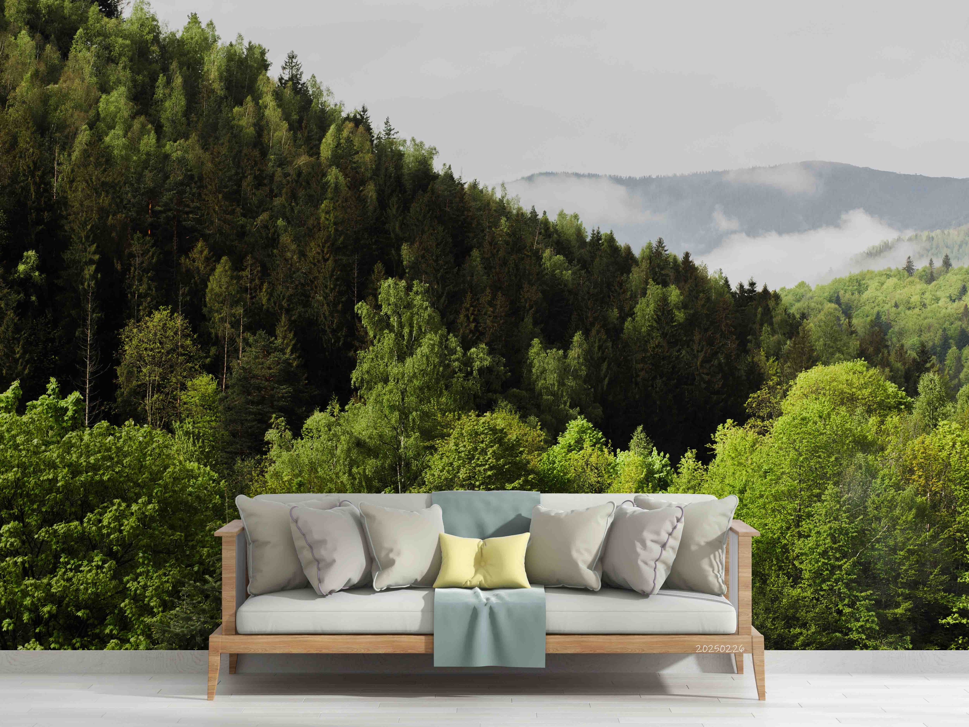 3D Sky Green Forest Mountains Nature Scenery Wallpaper Wall Mural Wall Decor Wall Art Wall Sticker Remoable Wallpaper LQH