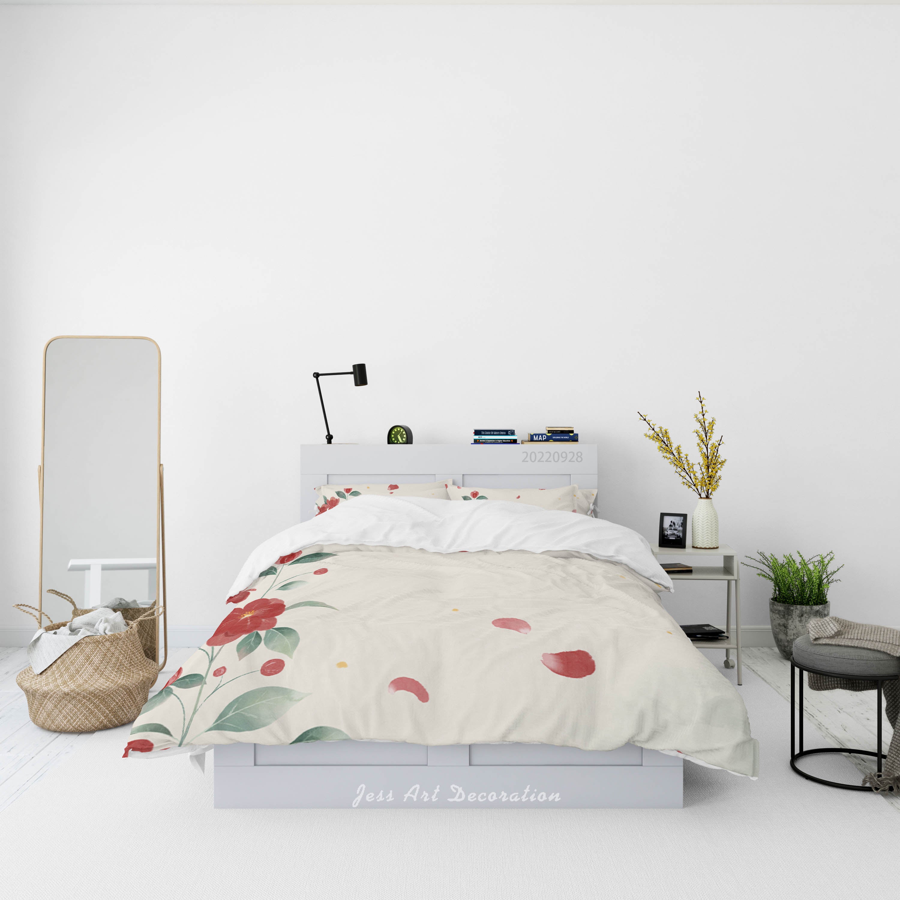 3D Floral Leaf Rose Quilt Cover Set Bedding Set Duvet Cover Pillowcase 349