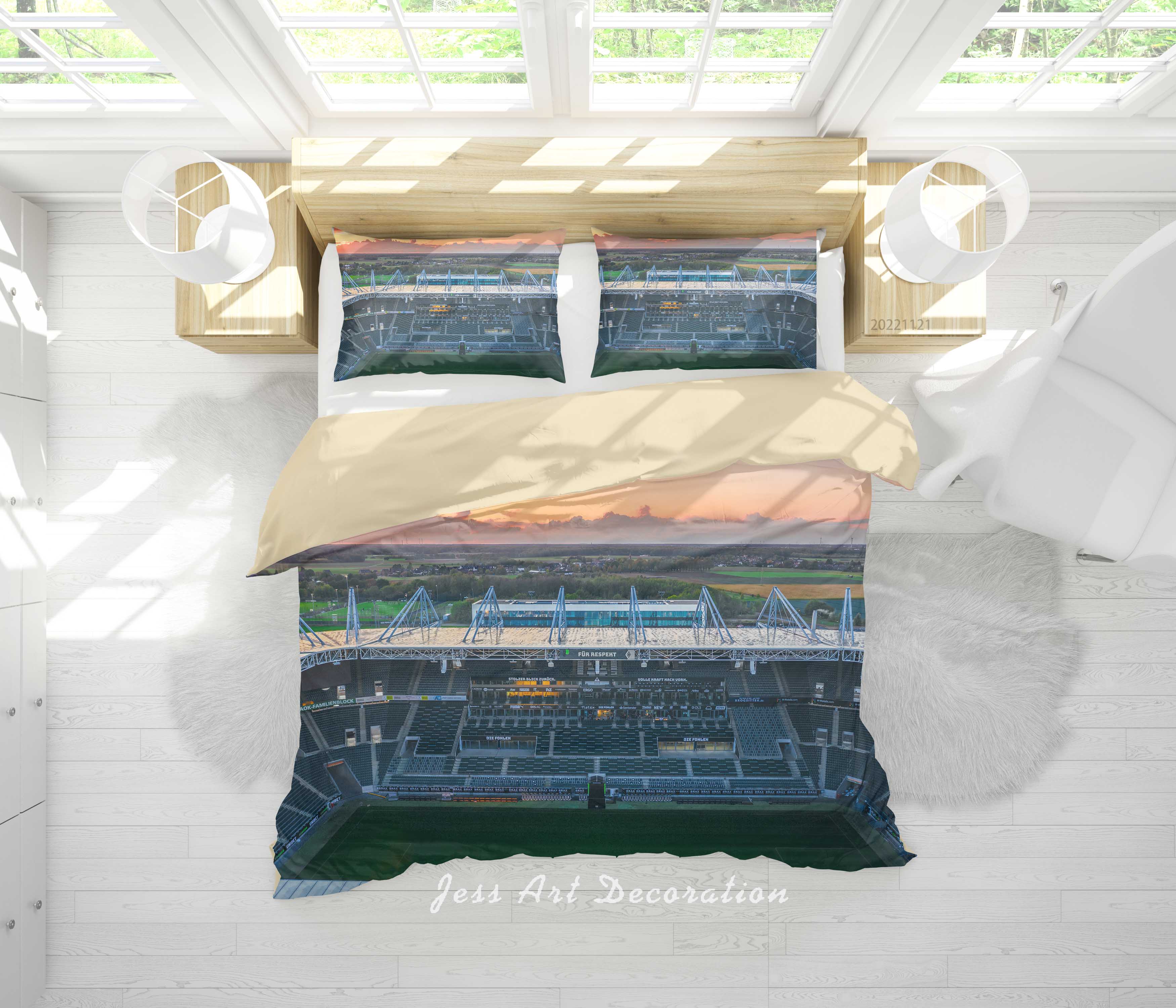 3D Football Field Spectator Seats Tree Quilt Cover Set Bedding Set Duvet Cover Pillowcase 963