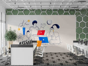 3D Office Business Commerce Hand Drawing Working Wall Mural Wallpaper 24