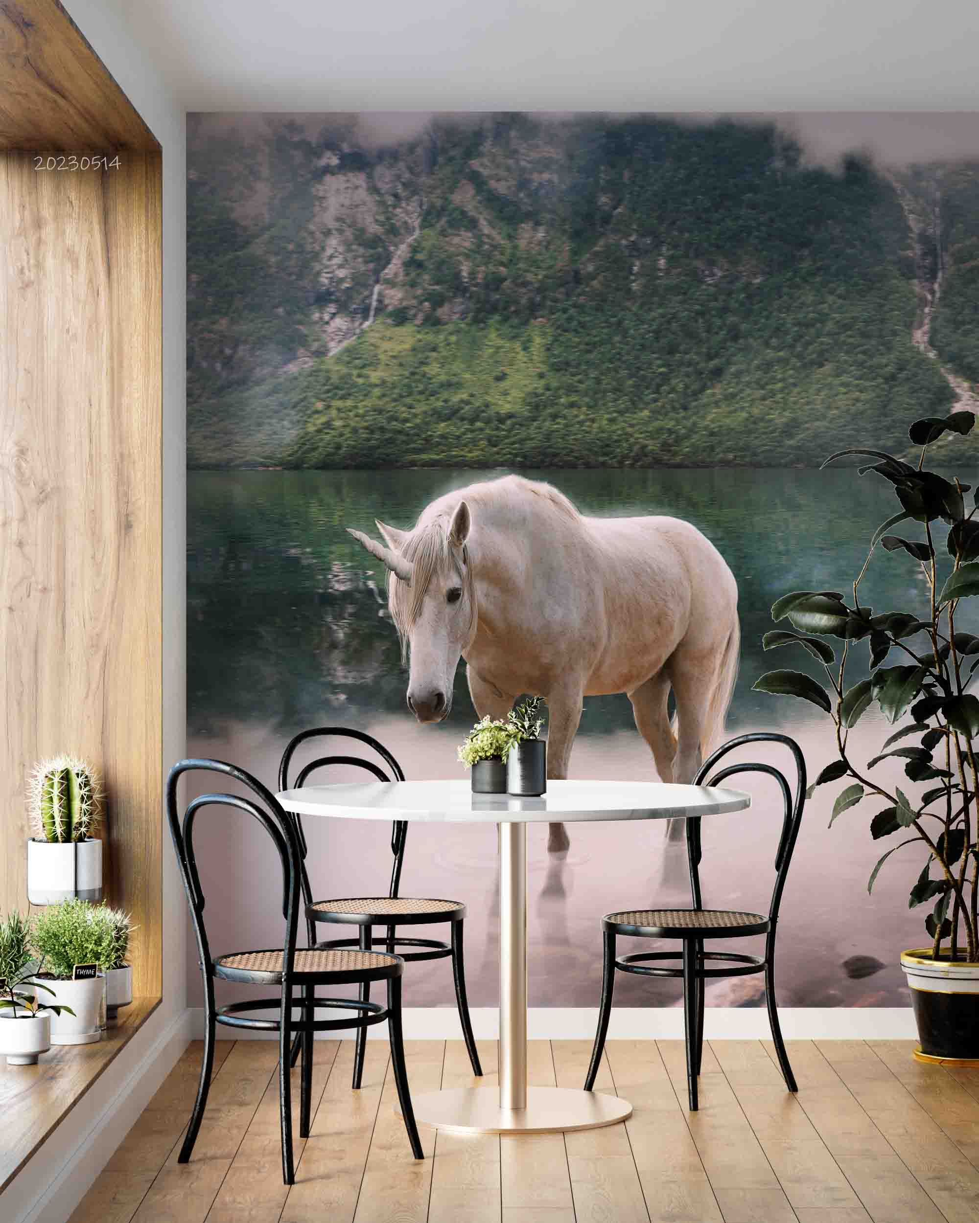 3D Magic Unicorn Nature Landscape Wall Mural Wallpaper GD 5329- Jess Art Decoration