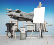 3D Military F16 Fighter Wall Mural Wallpaper GD 5469- Jess Art Decoration
