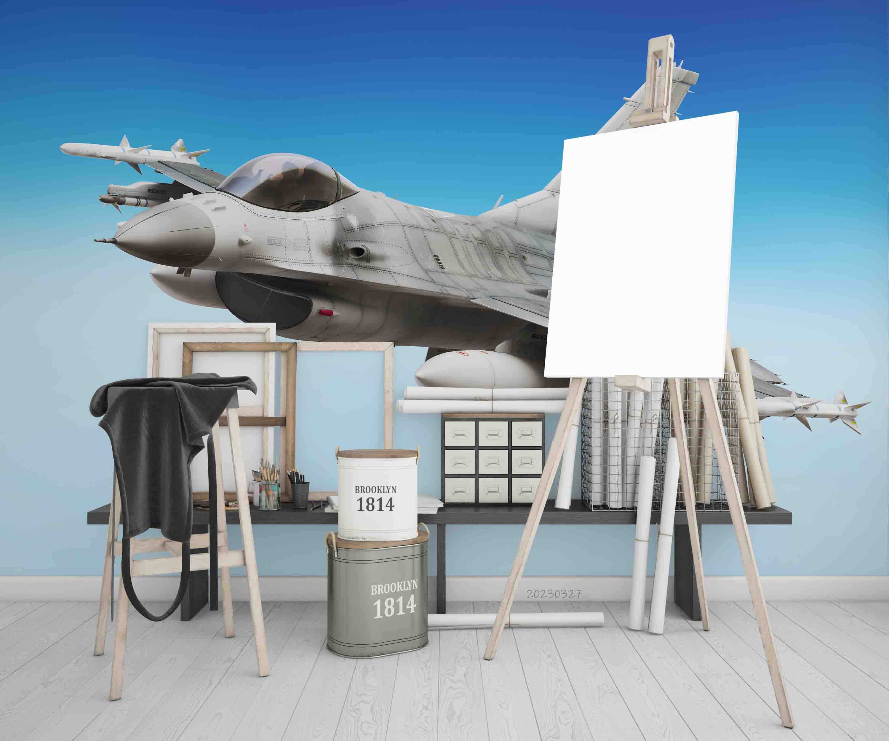 3D Military F16 Fighter Wall Mural Wallpaper GD 5469- Jess Art Decoration