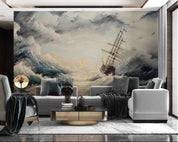 3D Oil Painting Huge Waves Sailboat Wall Mural Wallpaper GD 4312- Jess Art Decoration
