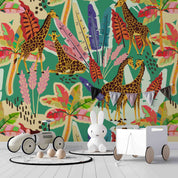 3D Tropical Colorful Leaf Animal Giraffe Wallpaper Wall Mural Wall Decor Wall Art Wall Sticker Remoable Wallpaper LQH 54