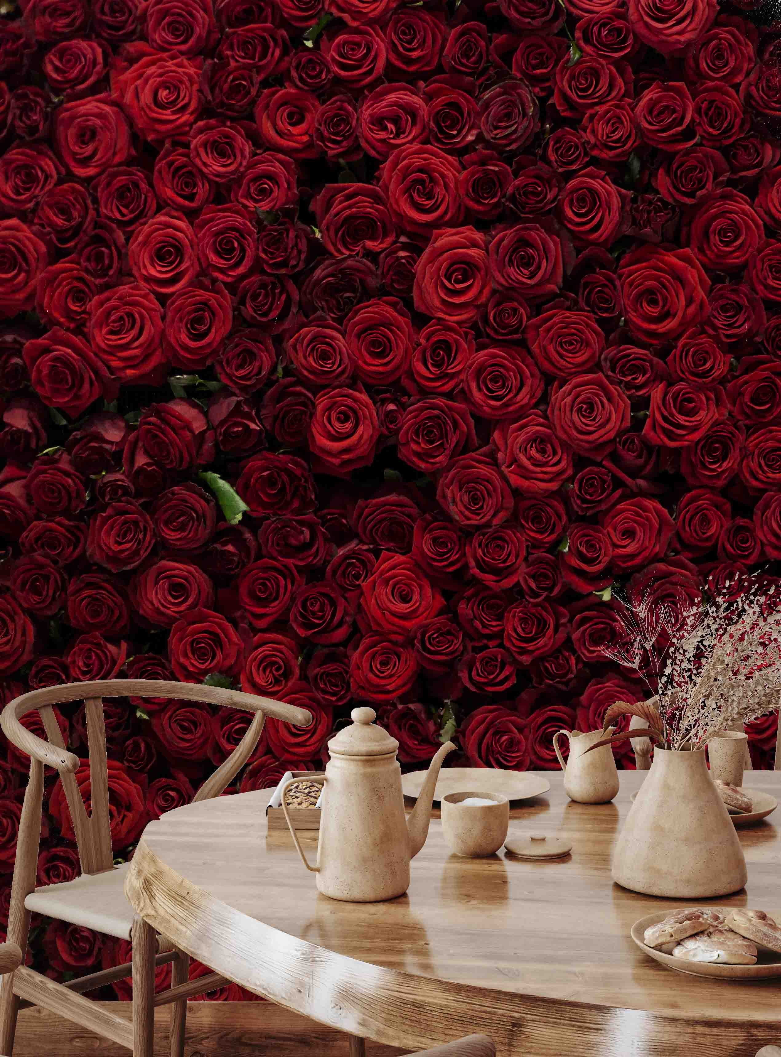 3D Red Rose Background deep red rose feature wall wall mural wallpaper for bathroom - view 5