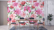 3D Watercolor Pink Peony Rose White Background Wall Mural Wallpaper GD 5190- Jess Art Decoration