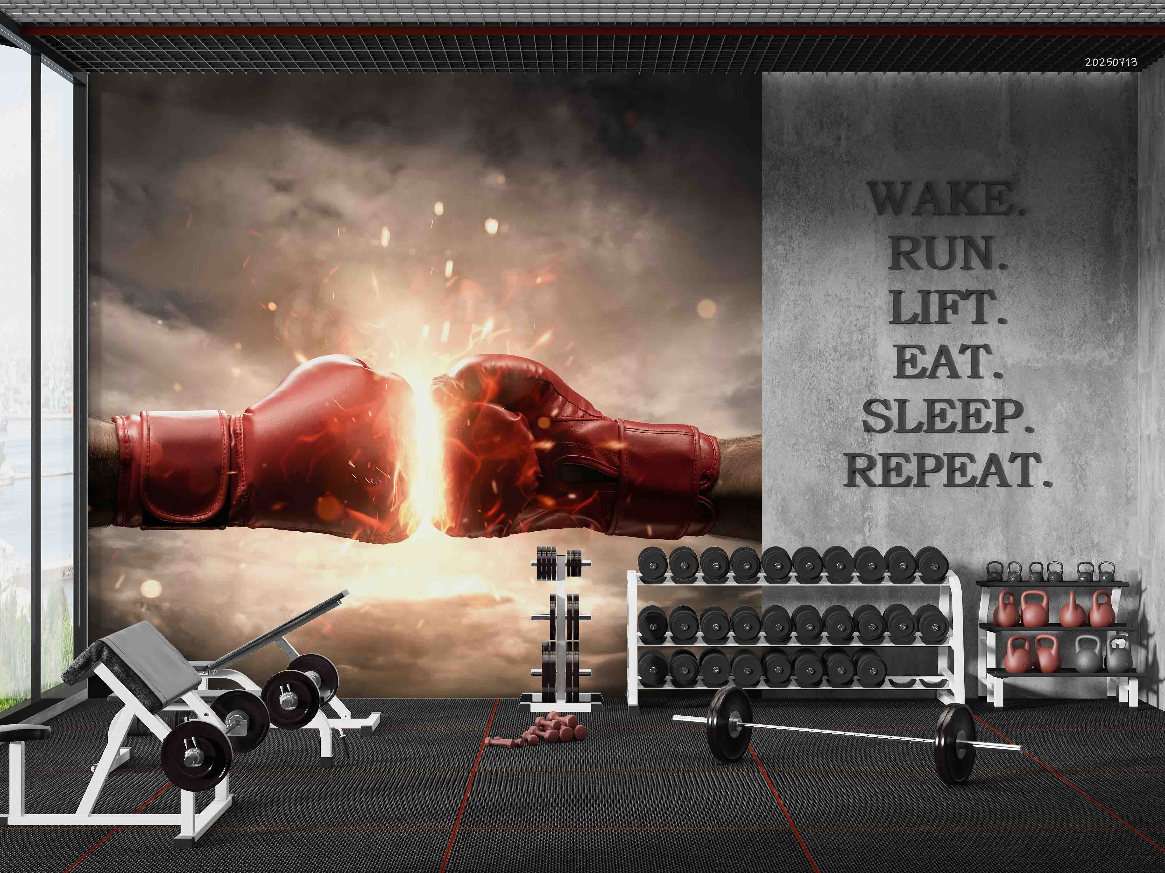 3D Gym Fitness Gymnasium Boxing Wall Mural Wallpaper 32