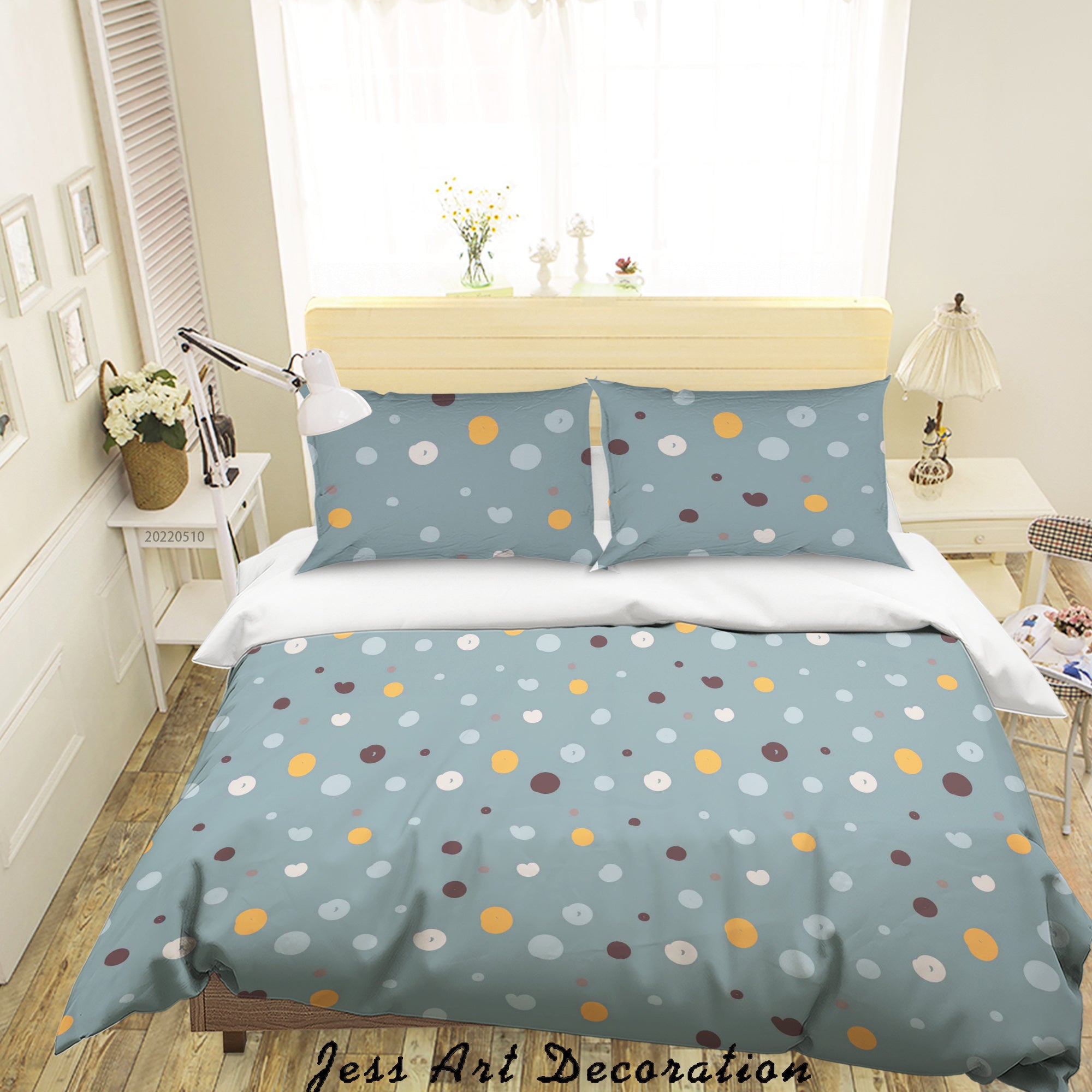 3D Wave Point Blue Round Quilt Cover Set Bedding Set Duvet Cover Pillowcase 29