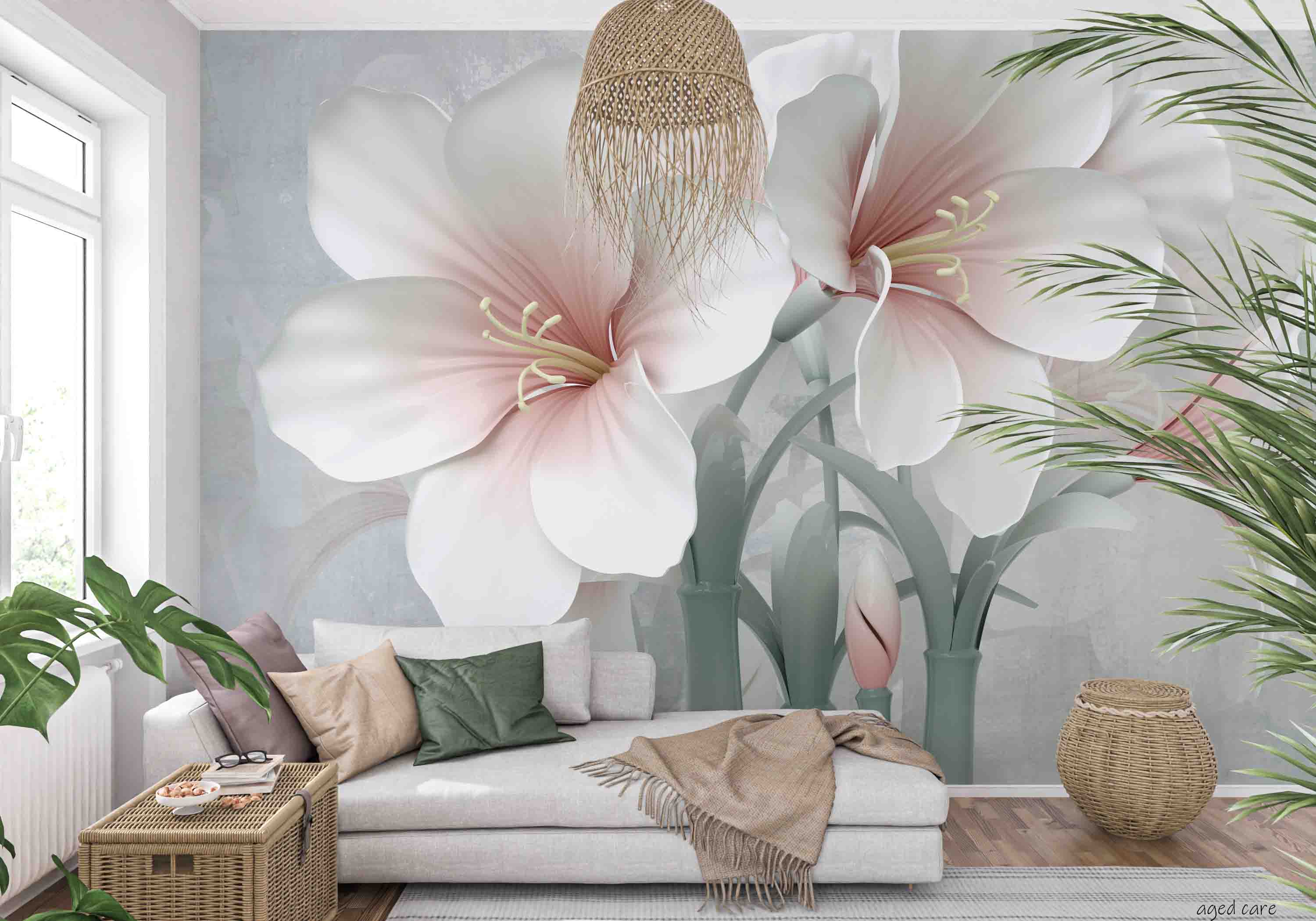 3D Aged Care Retirement Home Gerocomium Rest Home Floral Lily Wall Mural Wallpaper 22
