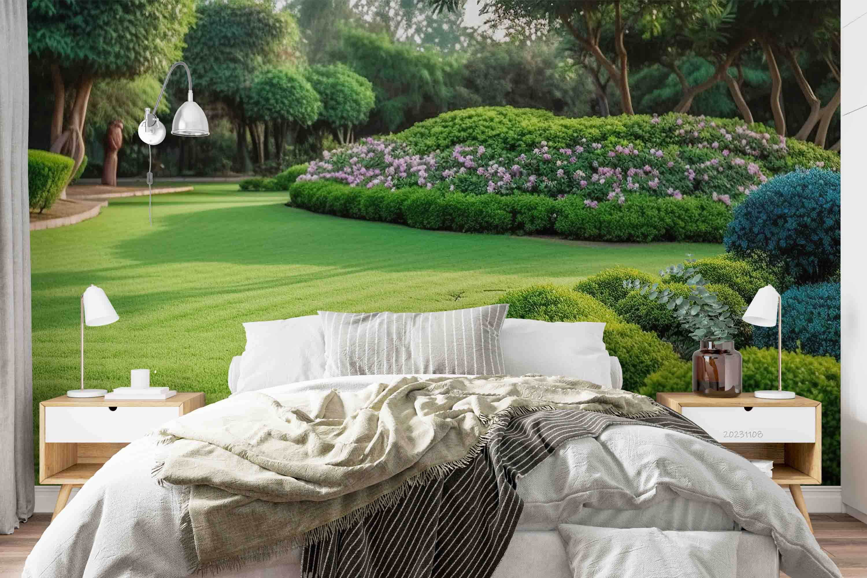 3D Tree Grassland Floral Green Wall Mural Wallpaper YXL 3068