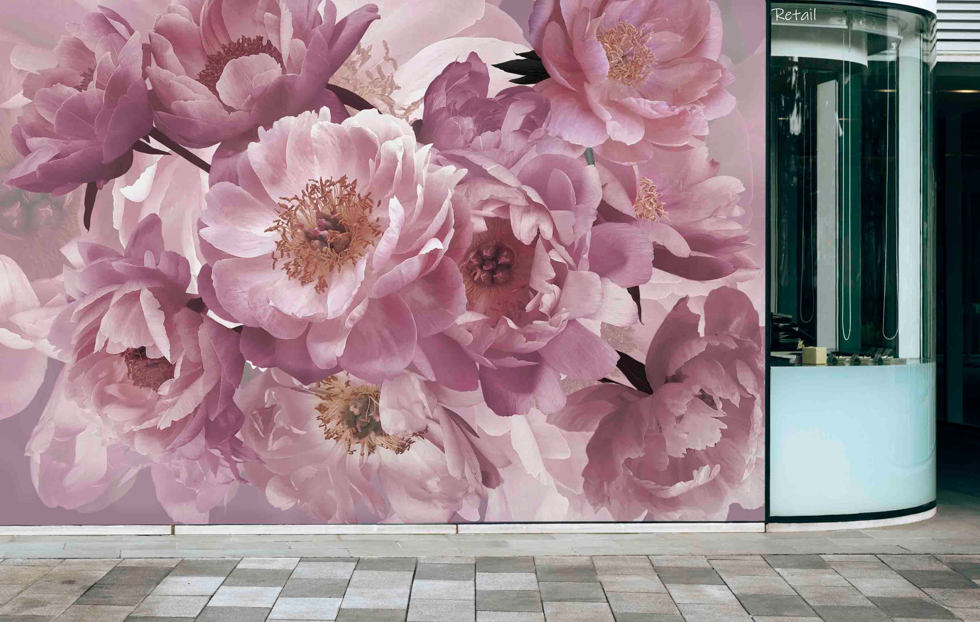 3D Retail Shop Store Market Trade Pink Floral Wall Mural Wallpaper 6