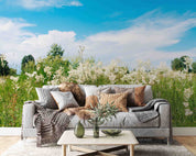 3D Tree Grass Floral Cloud Bluesky Wall Mural Wallpaper YXL 3061