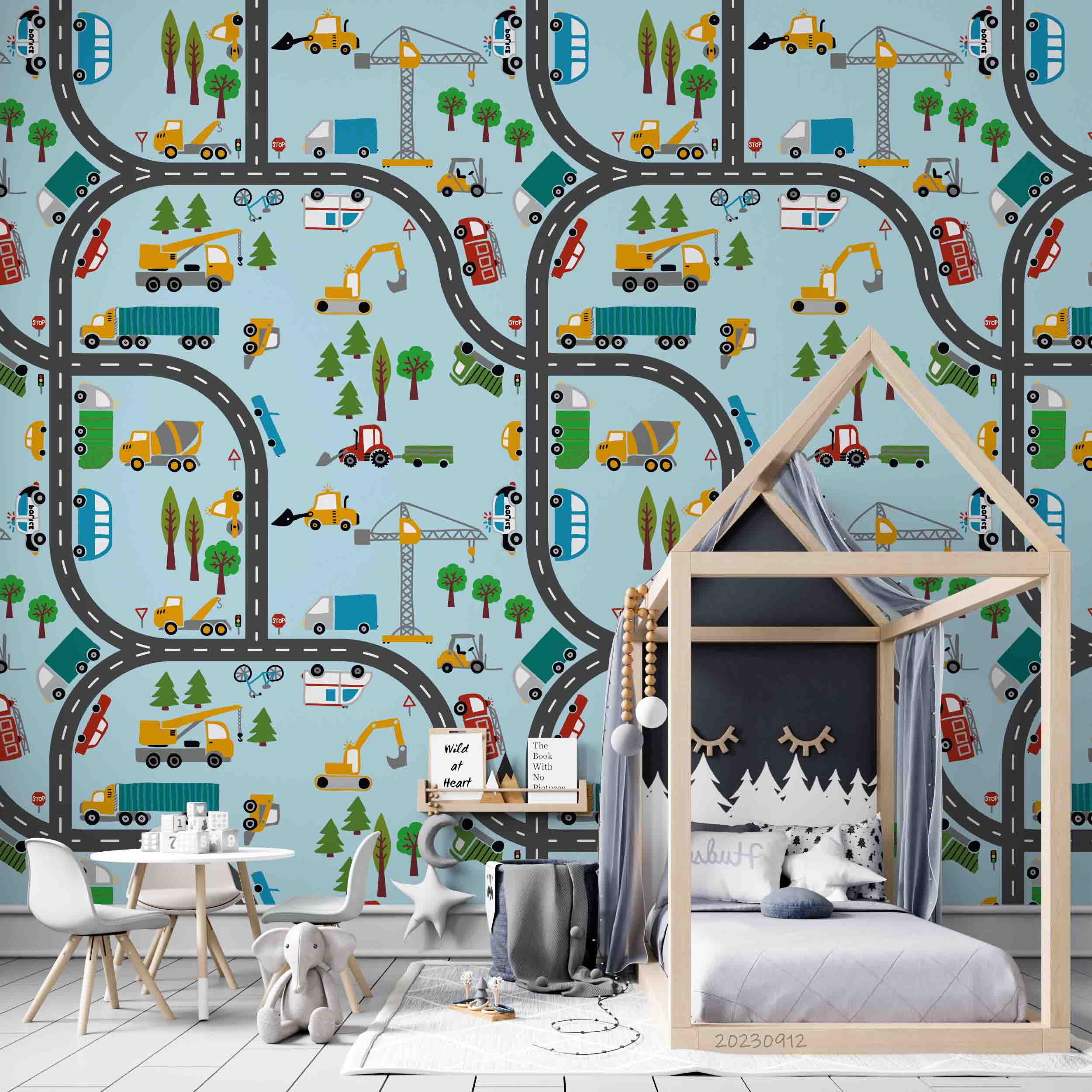 3D Cartoon Trucks Track Automobile Agitating Lorry Wall Mural Wallpaper YXL 2610