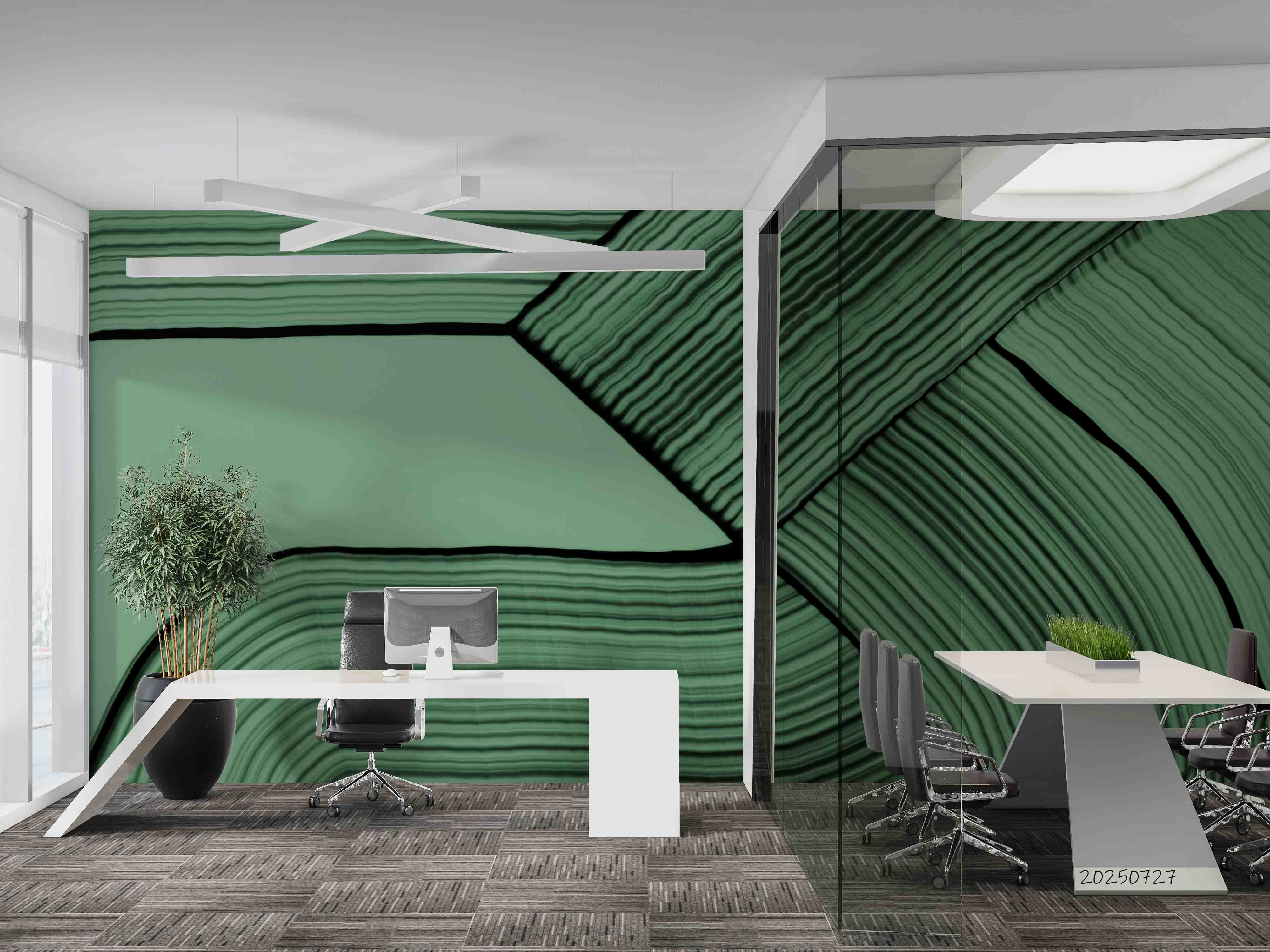3D Office Business Commerce Green Geometric Modern Abstract Wall Mural Wallpaper 22