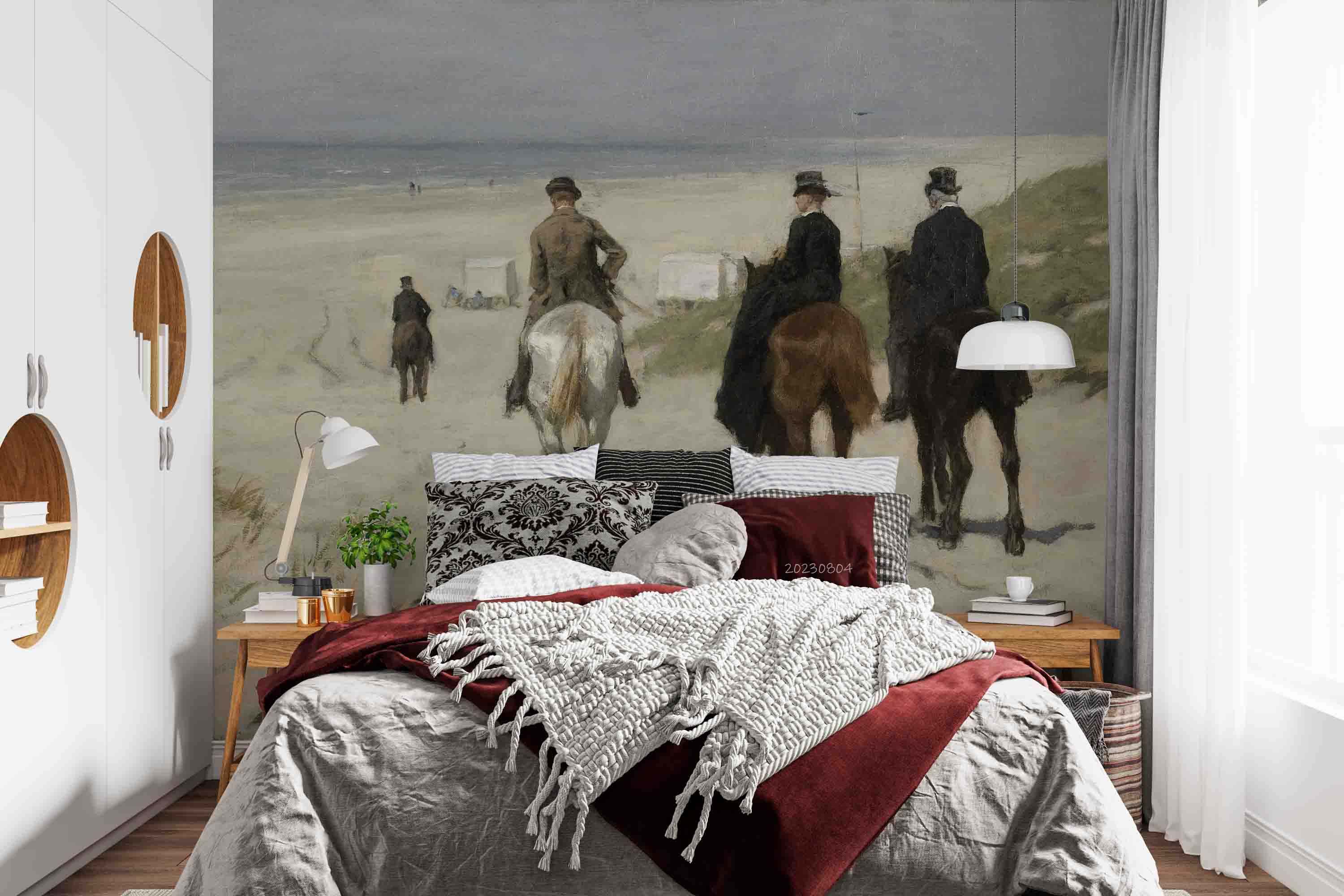 3D Sandbeach Sea Horse Person Grassland Wall Mural Wallpaper YXL 2558
