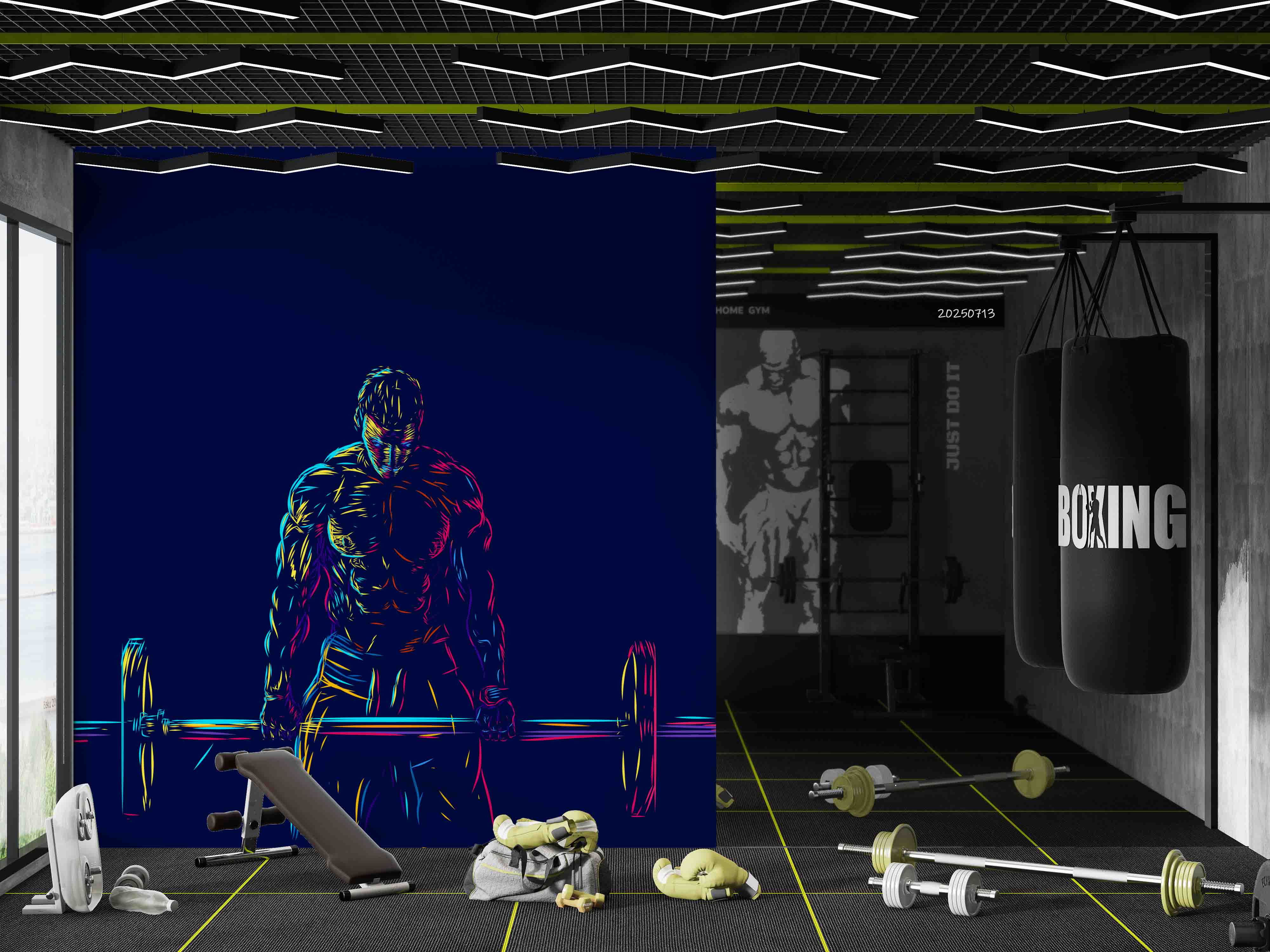 3D Gym Fitness Gymnasium Dumbbell Wall Mural Wallpaper 29