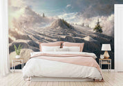 3D Snow Mountain Fir Tree Rock Blue Sky Wall Mural Wallpaper GD 3037- Jess Art Decoration