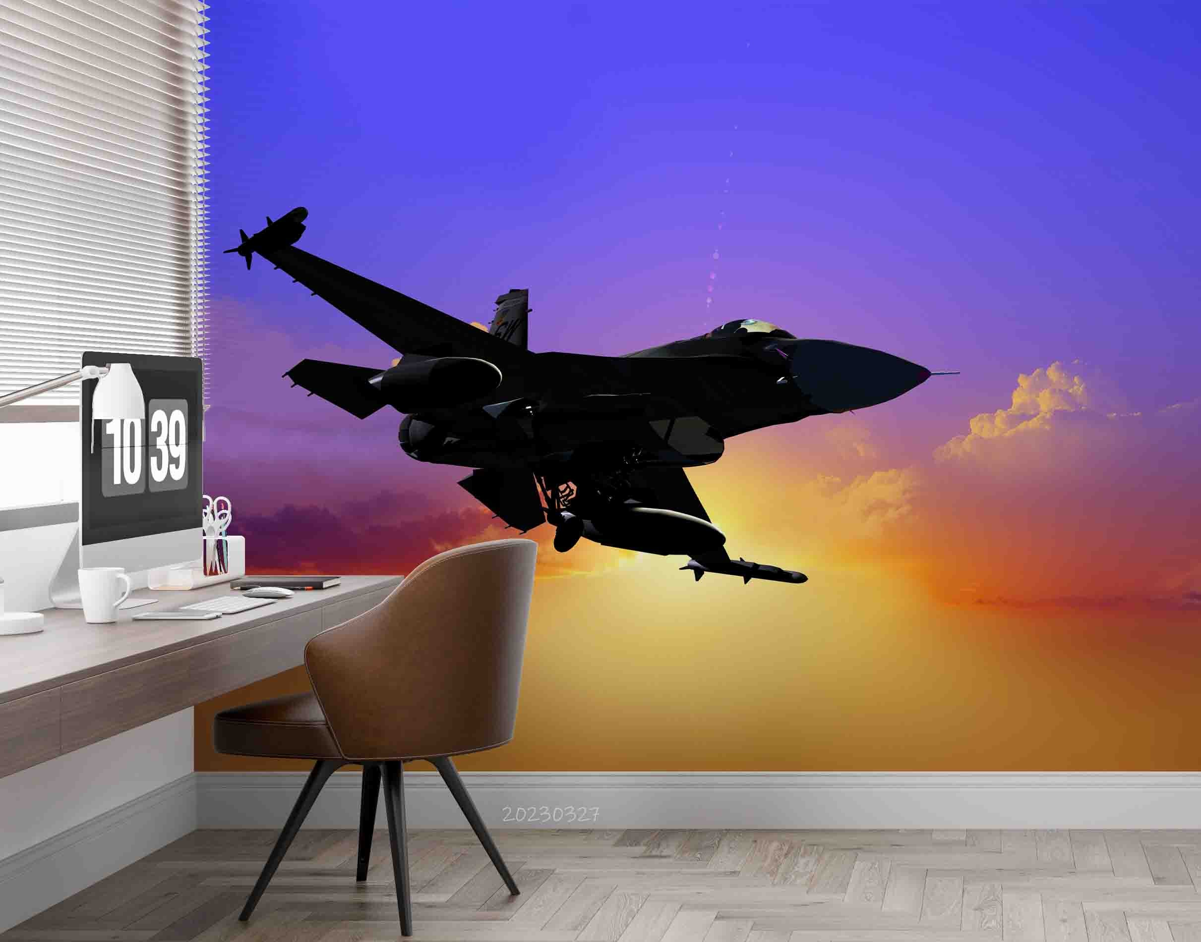 3D Jet Airplane Sky Background Wall Mural Wallpaper GD 5479- Jess Art Decoration