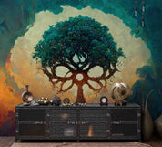 3D  Plant Tree Tree Hole Green Wall Mural Wallpaper YXL 1814