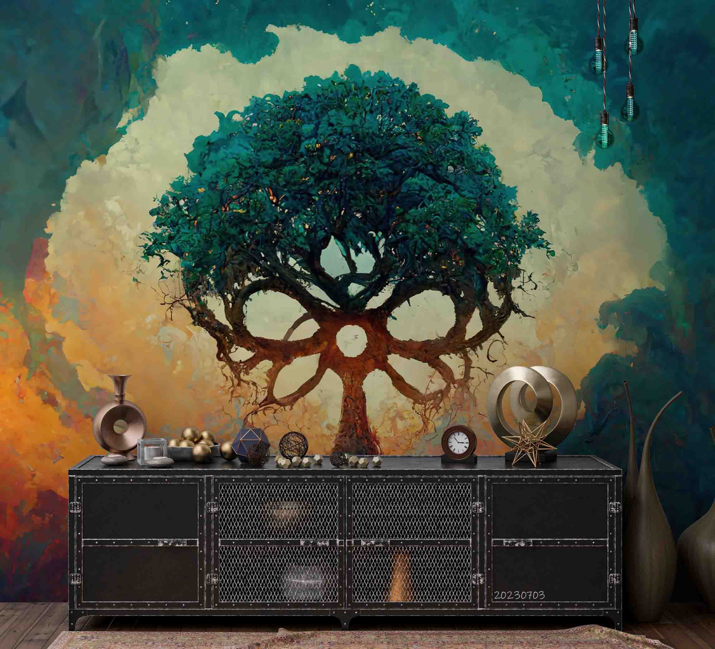 3D  Plant Tree Tree Hole Green Wall Mural Wallpaper YXL 1814