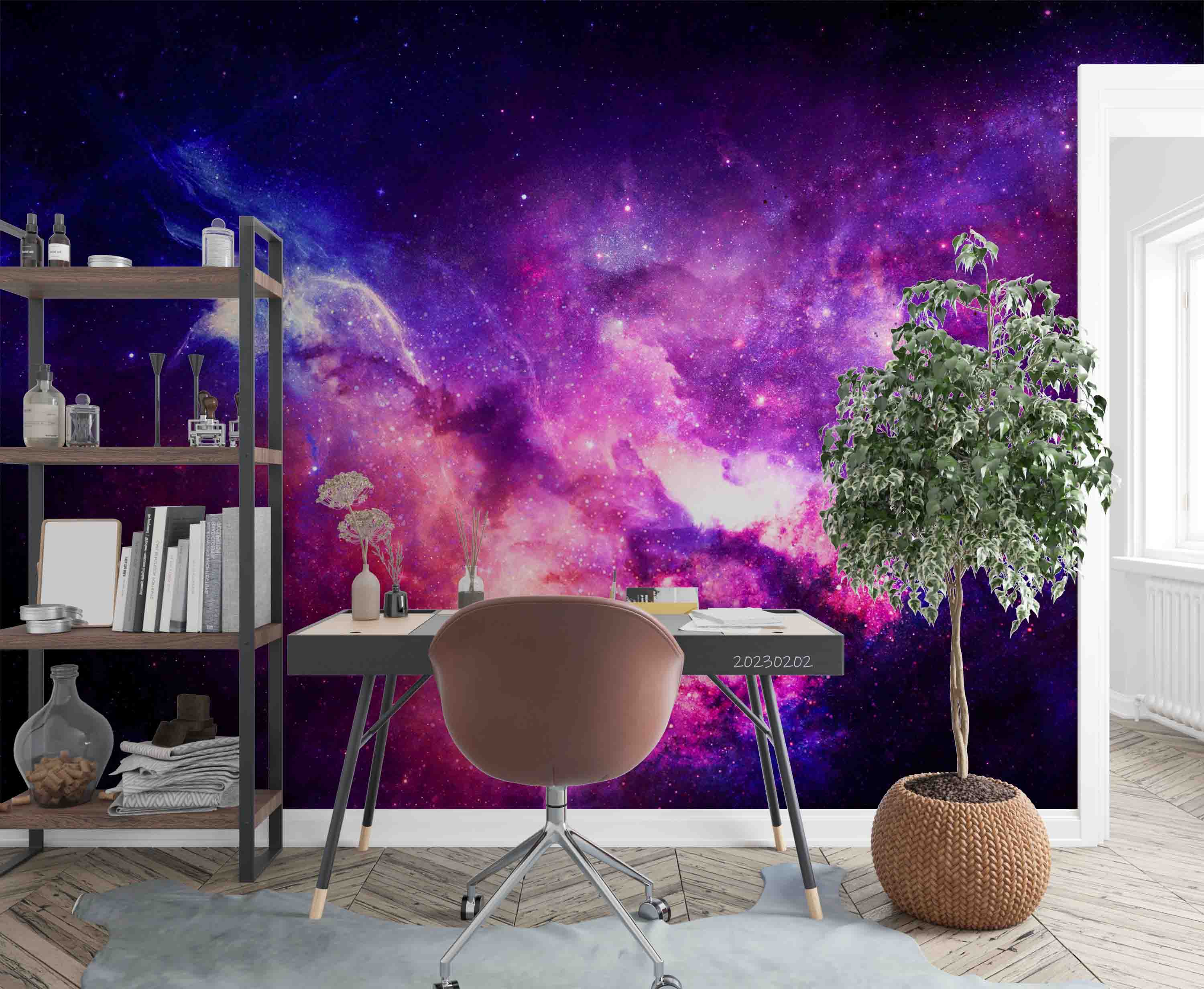 3D Starry Sky Graffiti Cloud Star Purple Wall Mural Wallpaper YXL 38- Jess Art Decoration