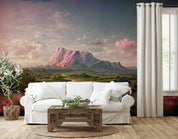 3D Morning Sea Mountain Rock Green Grass Flower Pink Sky Wall Mural Wallpaper GD 3098- Jess Art Decoration
