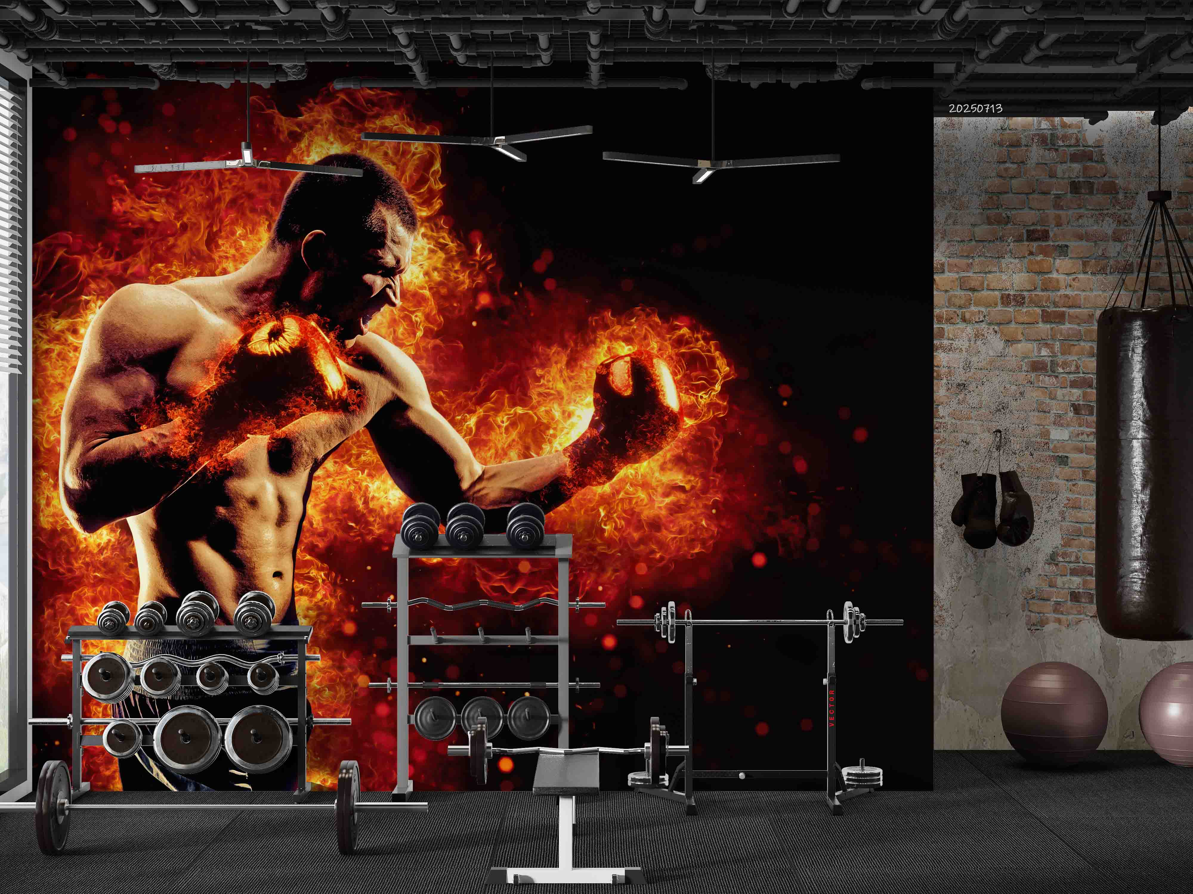 3D Gym Fitness Boxing Wall Mural Wallpaper 8
