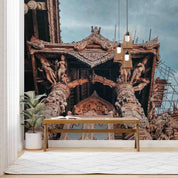 3D Architecture Relief Buddha Sky Wall Mural Wallpaper YXL 2447
