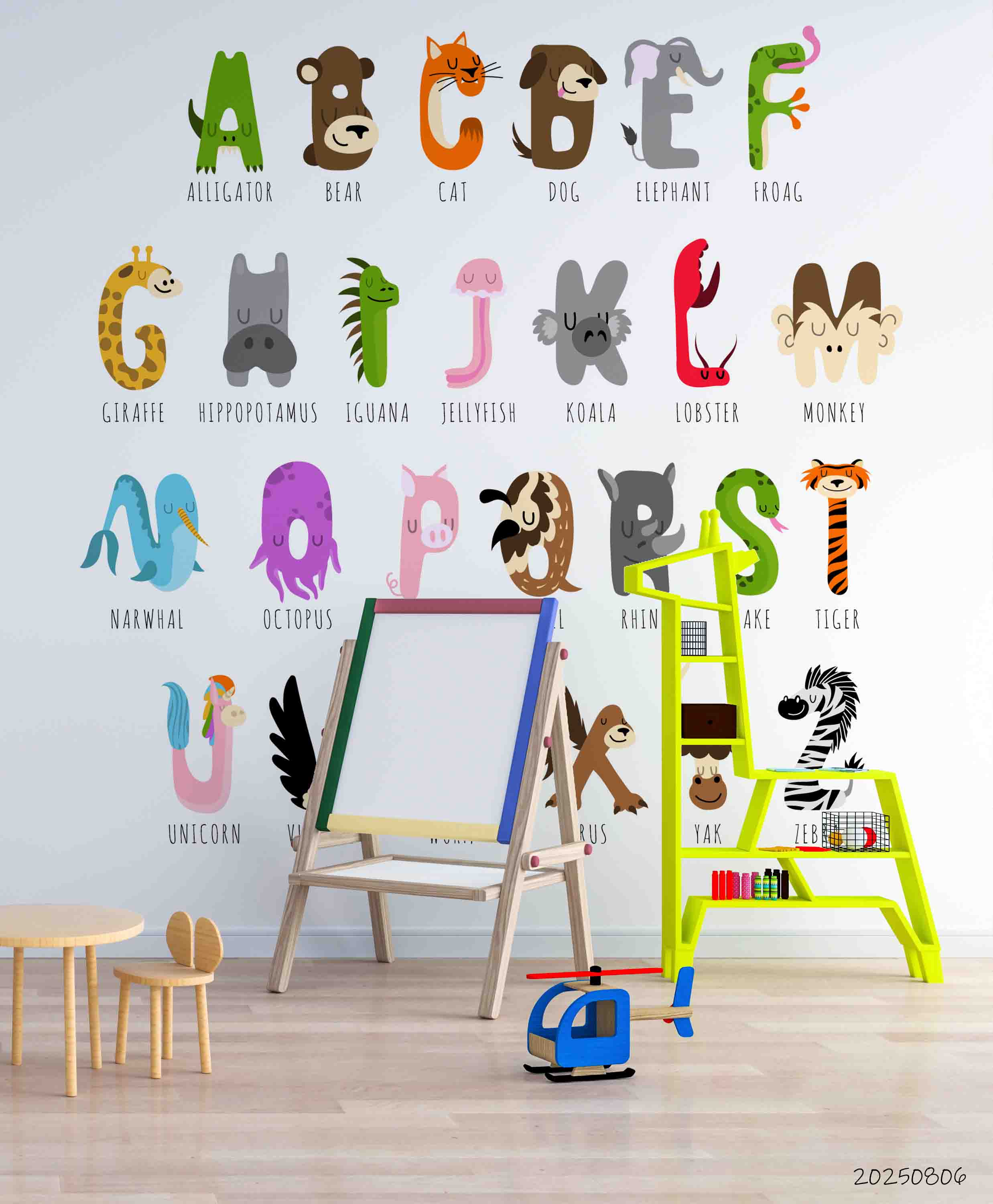 3D Childcare Nursery School Cartoon Animals Kids Letters Wall Mural Wallpaper JN 57
