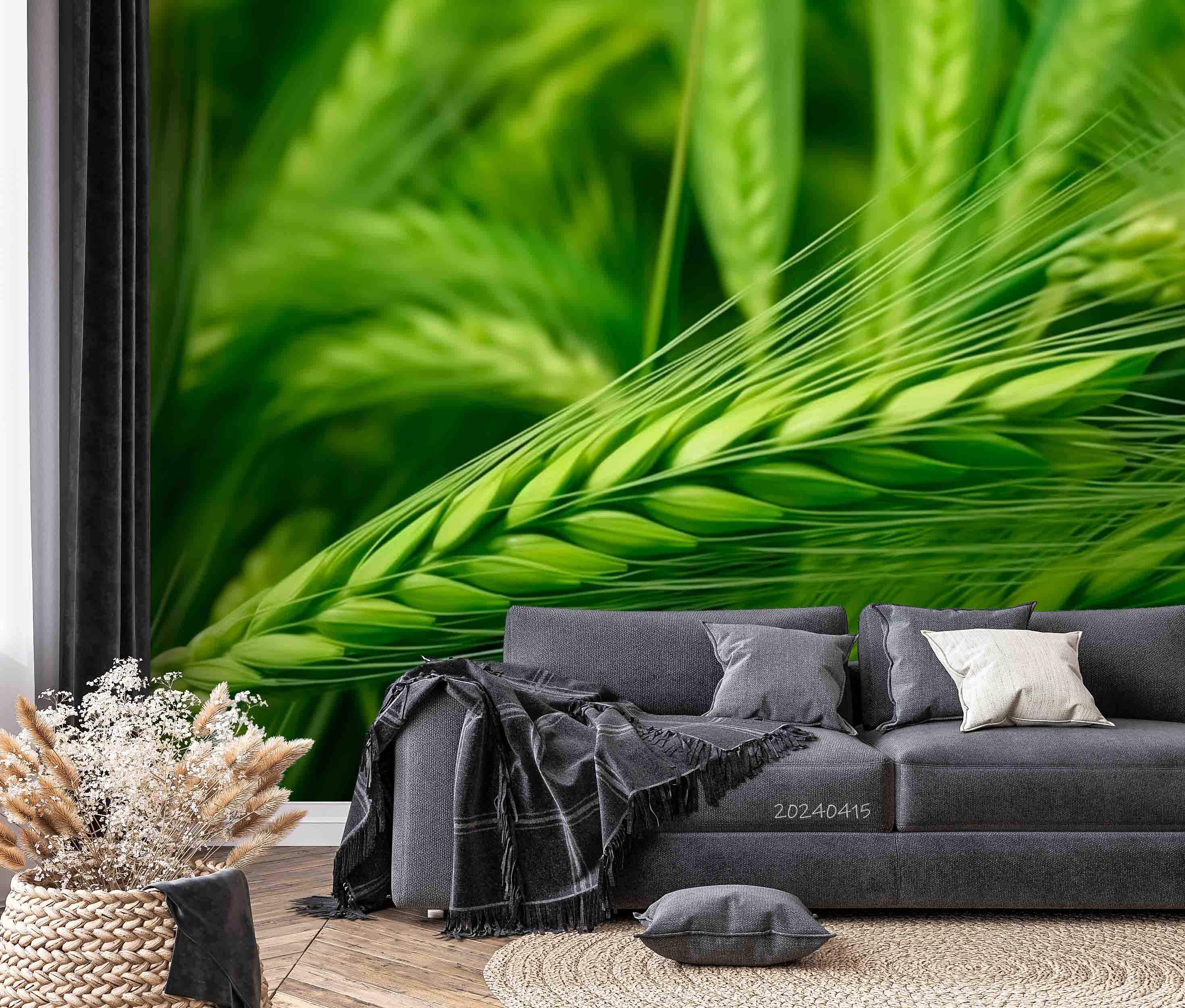 3D Green Rice Field Wheat Ear Wallpaper Wall Mural Wall Decor Wall Art Wall Sticker Remoable Wallpaper