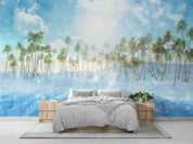 3D Tropical Sky Sea Coconut Tree Landscape Wallpaper Wall Mural Wall Decor Wall Art Wall Sticker Remoable Wallpaper LQH