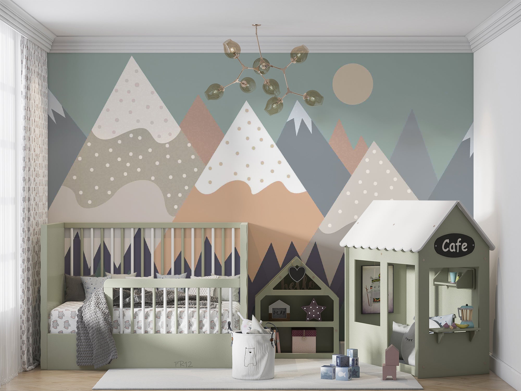 3D Cartoon Mountain Sun Kids Wall Mural Wallpaper GD 4985- Jess Art Decoration