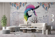 3D Abstract Graffiti Girl Architecture Dream Catcher Wall Mural Wallpaper GD 4189- Jess Art Decoration