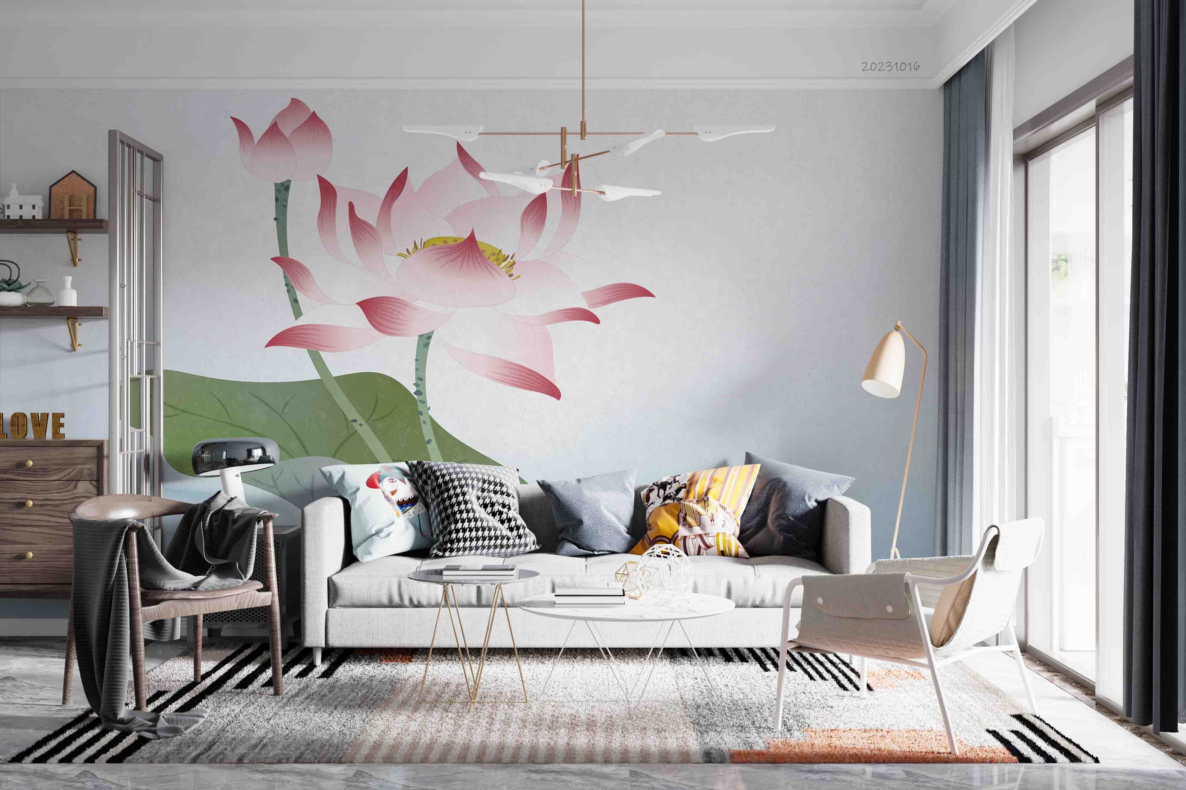 3D Floral Lotus Leaf Pond Wall Mural Wallpaper YXL 2956