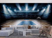Basketball Court Lighting Wallpaper basketball wall mural for bedroom, gym or sports room - view 4