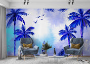 3D Watercolor Blue Coconut Tree Landscape Oil Painting Wallpaper Wall Mural Wall Decor Wall Art Wall Sticker Remoable Wallpaper