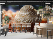 3D Ice Cream Cone Floral Wall Mural Wallpaper YXL 2281