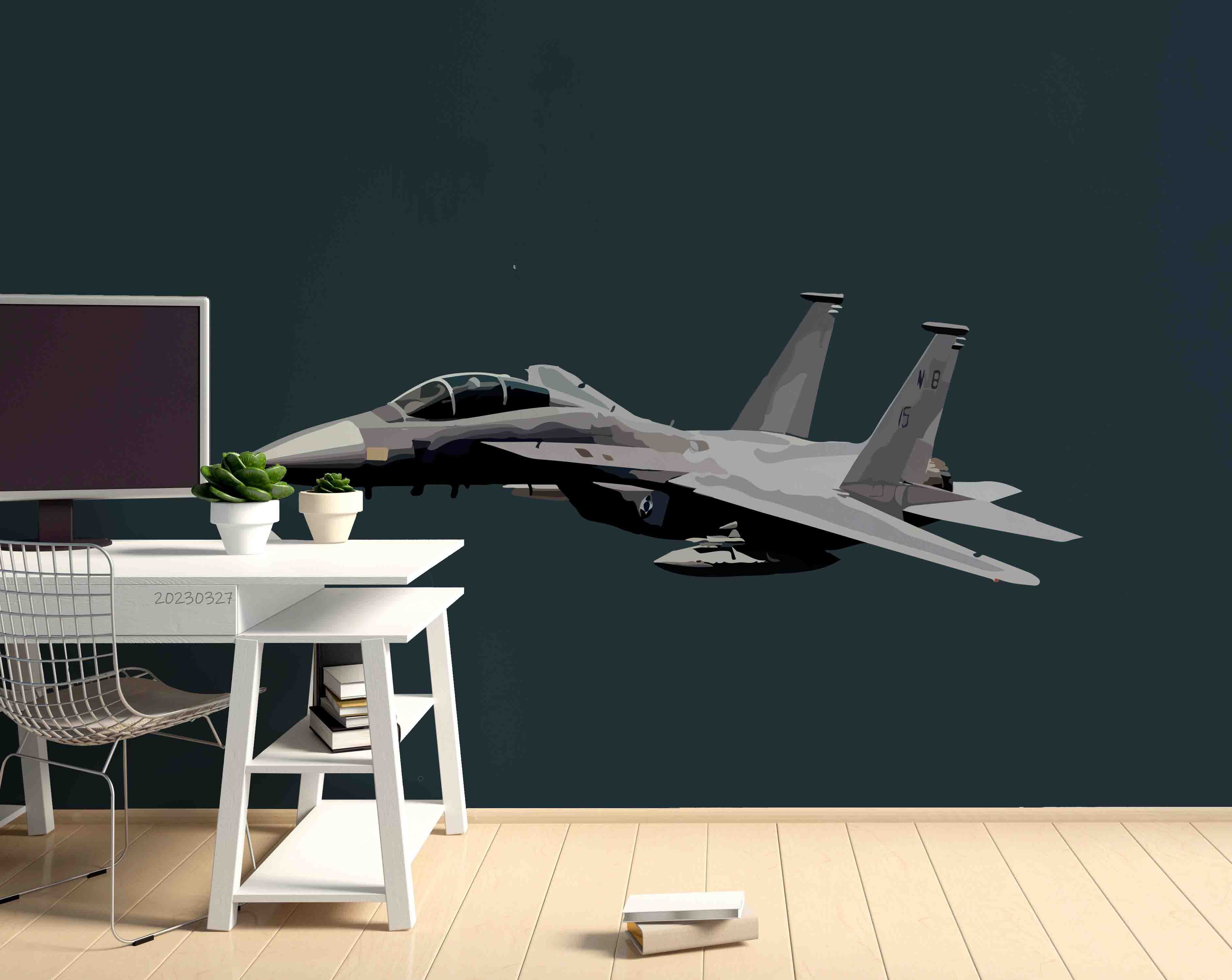 3D Military Fighter F16 Art Illustration Wall Mural Wallpaper GD 5376- Jess Art Decoration