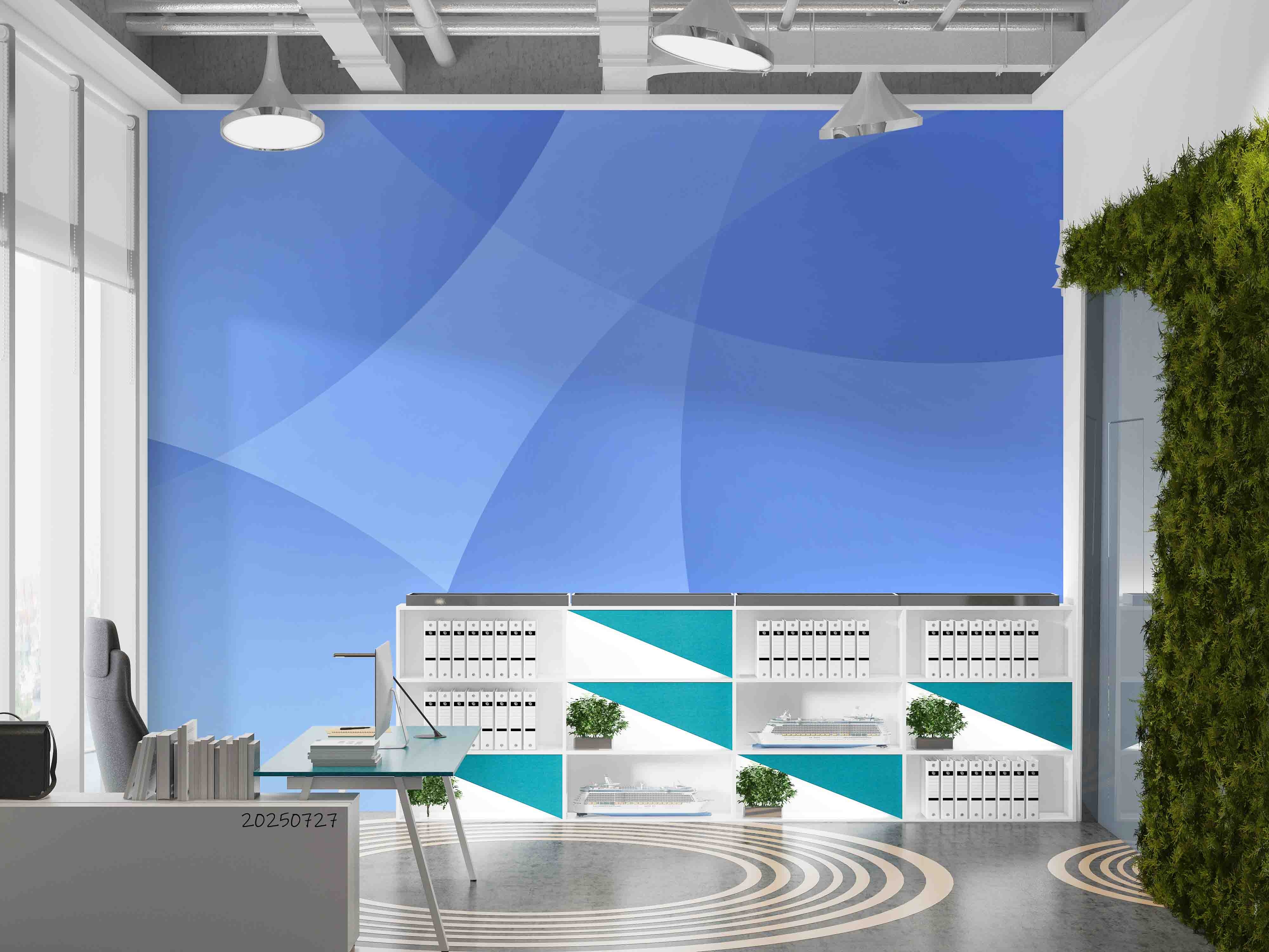 3D Office Business Blue Geometric Wall Mural Wallpaper 15