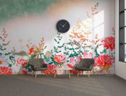 3D Watercolor Red Floral Wallpaper Wall Mural Wall Decor Wall Art Wall Sticker Remoable Wallpaper