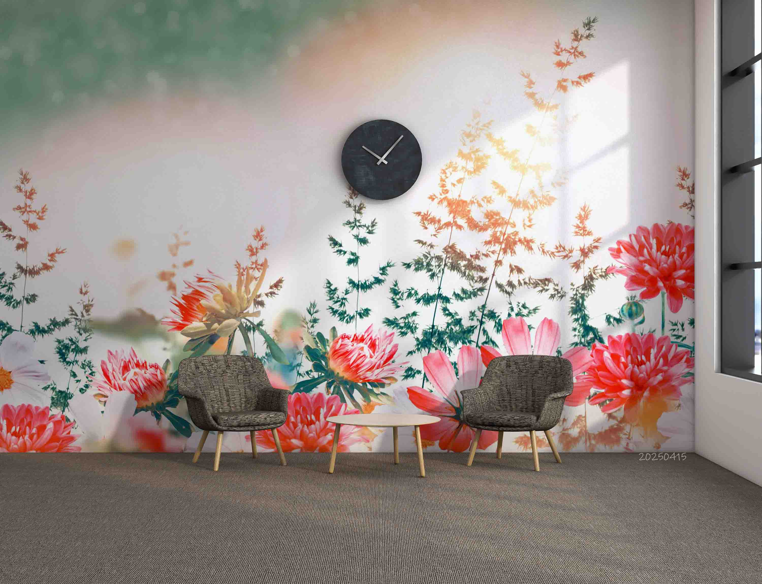 3D Watercolor Red Floral Wallpaper Wall Mural Wall Decor Wall Art Wall Sticker Remoable Wallpaper
