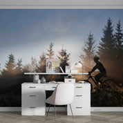 3D Tree Cycling Sunlight Person Wall Mural Wallpaper YXL 152