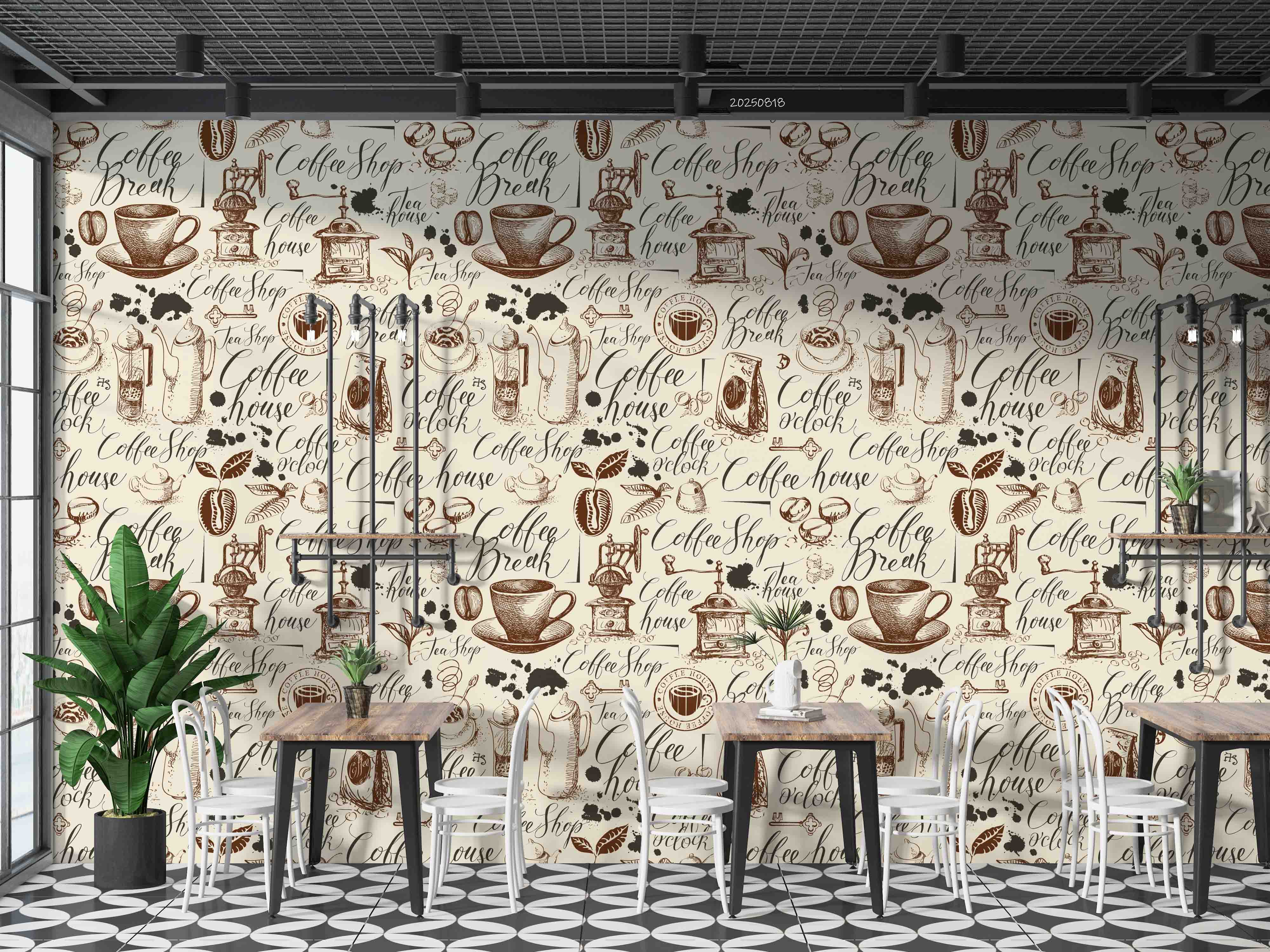 3D Restaurant Snack Bar Coffee Shop Wall Mural Wallpaper 22